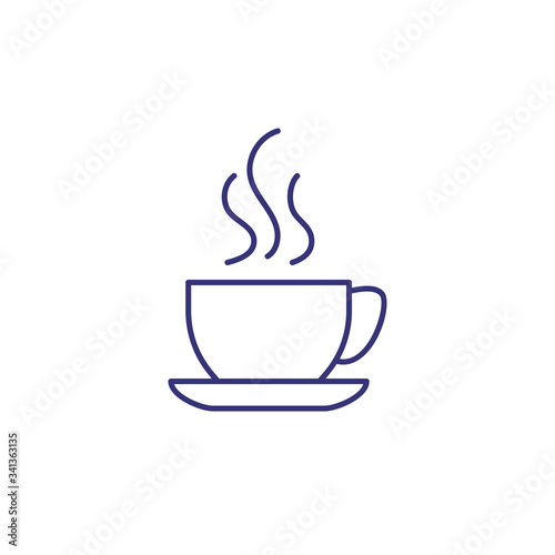 Coffee line icon. Cup  hot drink  steam  saucer. Coffee break concept. Can be used for topics like menu  cafe  business morning  breakfast