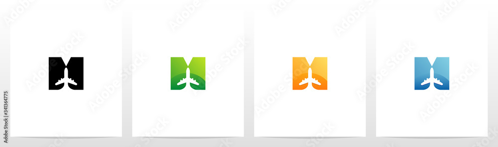 Aeroplane On Letter Logo Design M Aeroplane On Letter Logo Design M