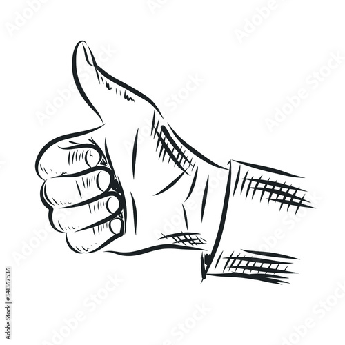 Hand-drawn vector symbol thumb like.