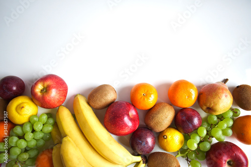 Fruit on a white background. The concept of healthy eating.