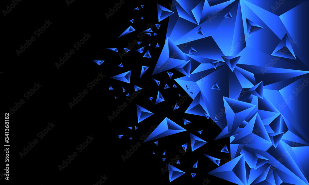 Abstract blue grossy triangle polygon on black blank space design modern  futuristic background vector illustration. Stock Vector