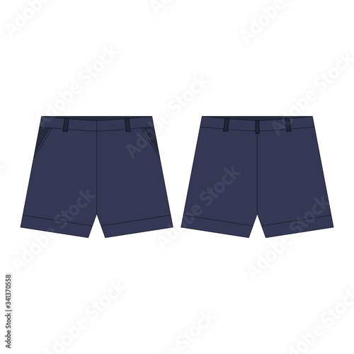 Shorts with a pocket in blue colors for girls isolated on white background.