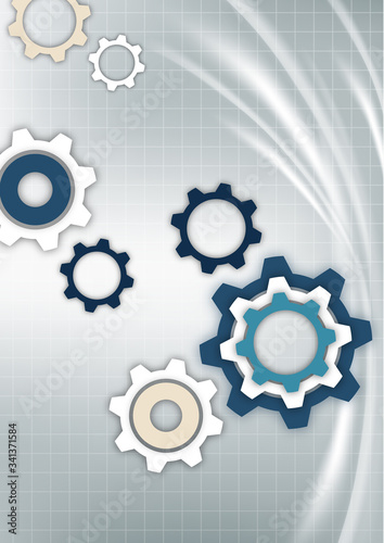 Wallpaper Mural Bright abstract gears on a gray background with a technical grid, light spot effects. Modern corporate cover design, flyer, banner, brochure, wallpaper. Vector Torontodigital.ca