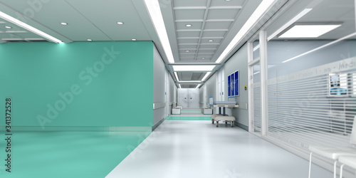 Green hospital with copy space