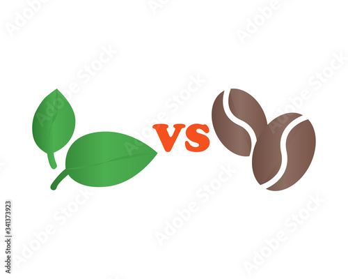 Tea vs Coffee flat design. Vector illustration.