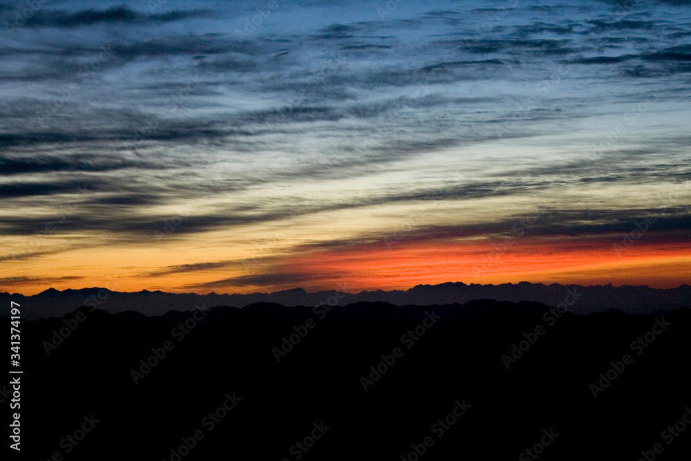 Obraz premium A winter sunrise landscape a view from the Moses mount