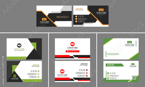 Creative Corporate Business Card Bundle Design with qr code place holder.