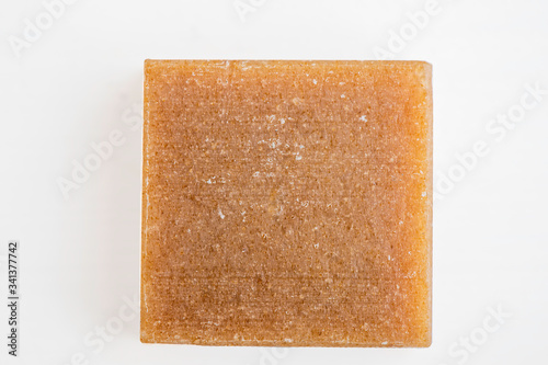 honey oat skin care natural  soap bar block isolated on white background 