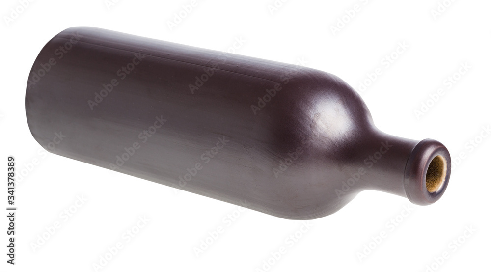 lying black ceramic bottle isolated on white lying black ceramic bottle isolated on white