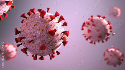 3D rendering of the corona viruses Covid-19 photo