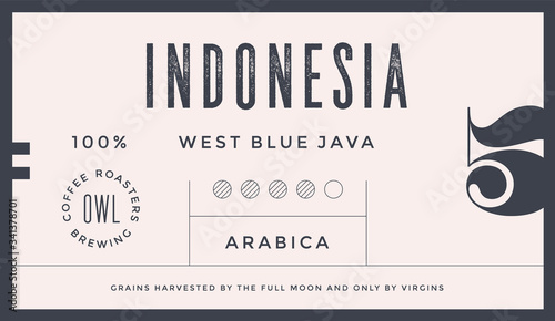 Minimal Label. Typographic modern vintage label, tag, sticker for coffee brand, coffee packing. Retro design minimal label, tag of coffee, classic old school style, typography. Vector Illustration