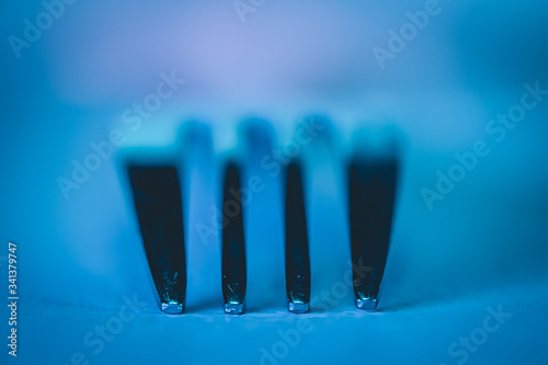 A close up of a fork macro