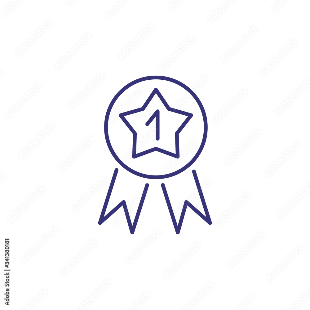 Medal line icon. Medal with first symbol in star. Leadership concept. Can be used for topics like business, competition, winning, success Medal line icon. Medal with first symbol in star. Leadership concept. Can be used for topics like business, competition, winning, success