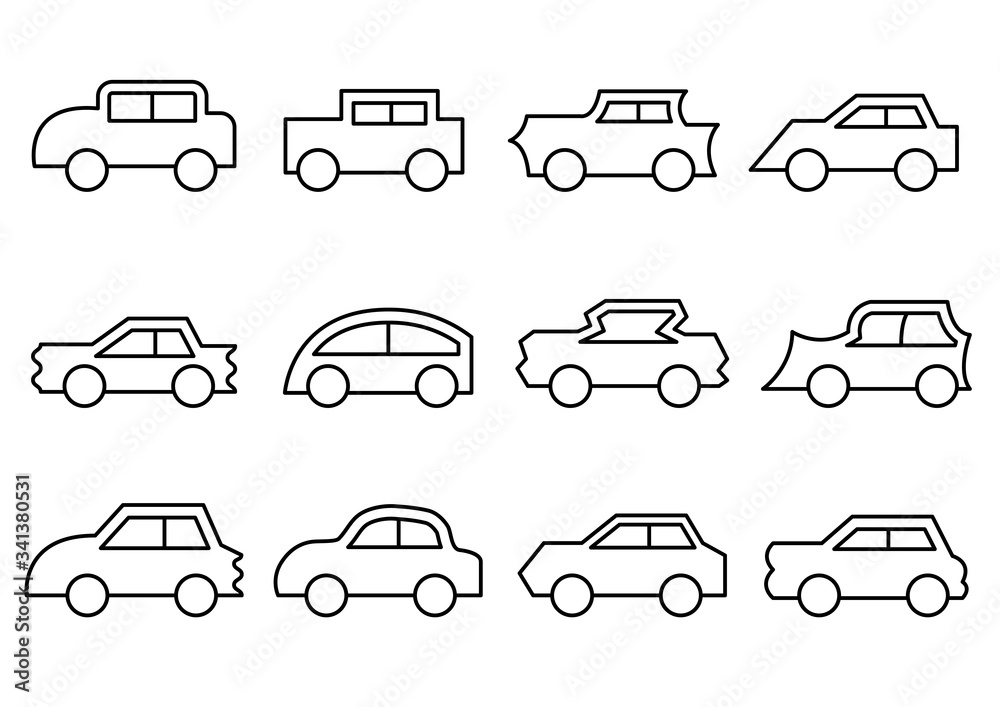 thin line icons set,transportation,Car side view,vector illustrations