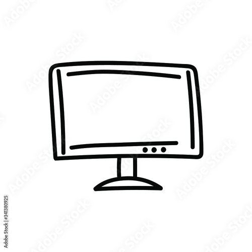
computer monitor or tv simple vector icon. sketch illustration isolated on white background