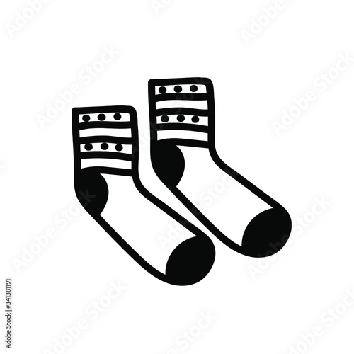 
cozy woolen warm knitted socks simple vector icon. sketch illustration isolated on white background