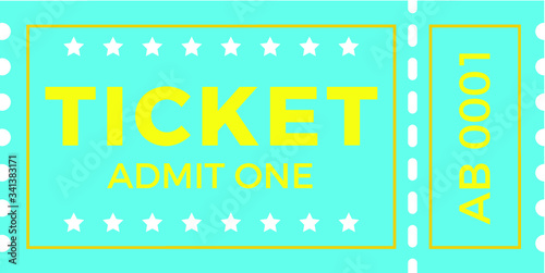 Ticket icon vector illustration in the flat style. Ticket stub isolated on a background. Retro cinema or movie tickets.