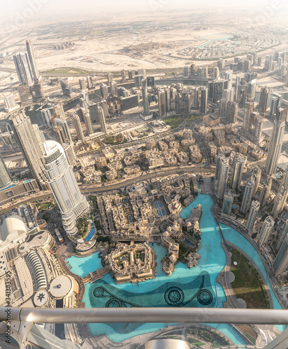 view from the burj khalifa to dubai city, dubai, united arab emirates, uae
