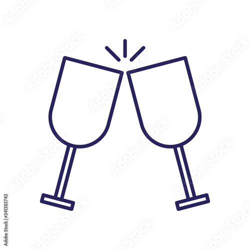 Isolated glasses colliding line style icon vector design