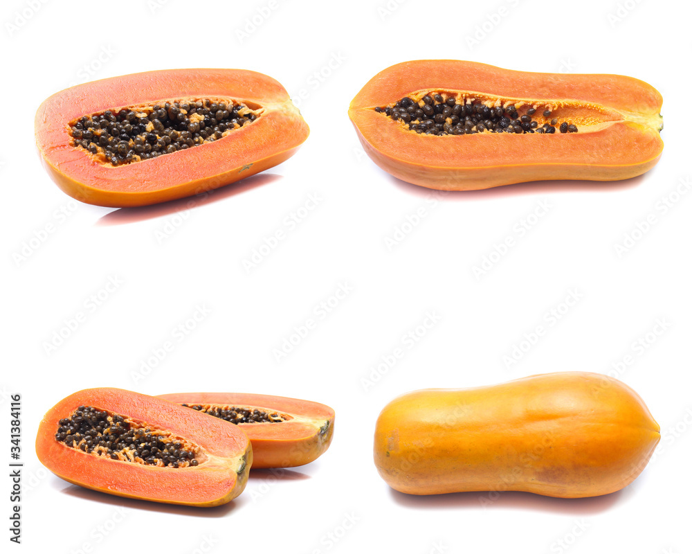 sweet papaya on white background (Mix, set , collection) sweet papaya on white background (Mix, set , collection)