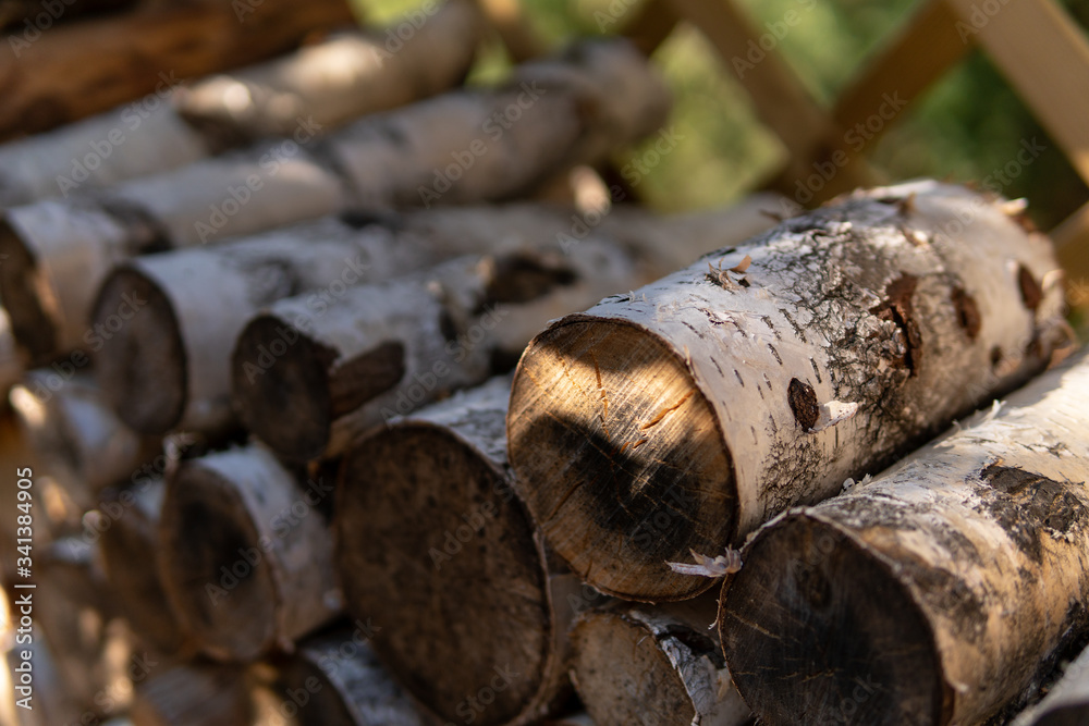 stacked wood in the garden, corona, stay home stacked wood in the garden, corona, stay home