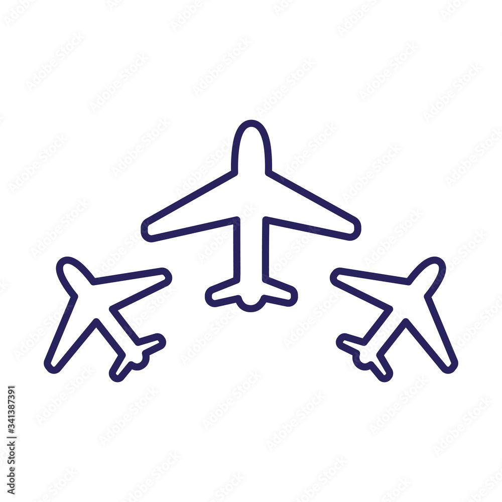 Isolated airplanes line style icon vector design Isolated airplanes line style icon vector design