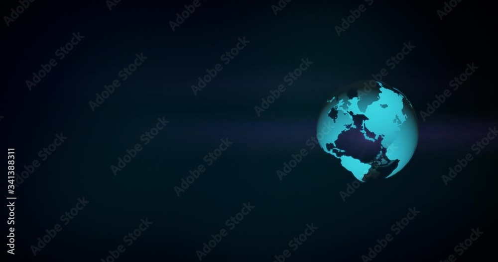 Backgrounds motion of futuristic globe global spinning rotate with text copy space. World transform change after coronavirus pandemic with digital technology innovation disruption internet connection