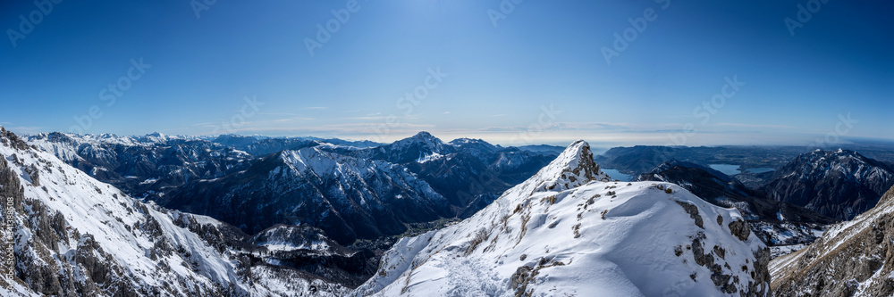 Panorama of Orobie Alps from a mountain gully, Lecco, Italy Panorama of Orobie Alps from a mountain gully, Lecco, Italy