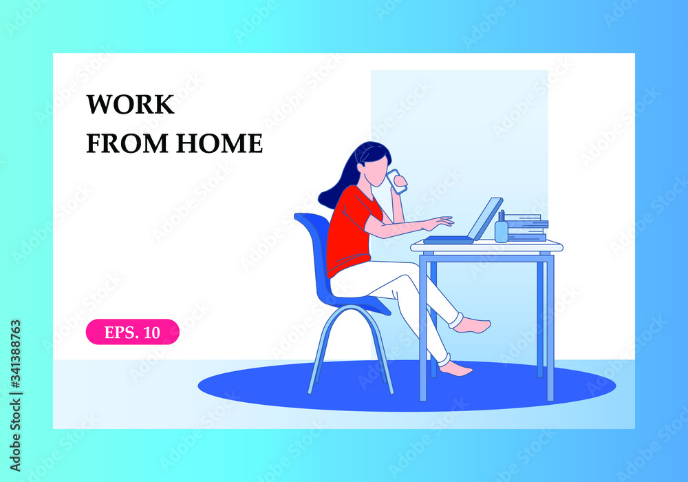 Illustrations concept work from home to avoid viruses.