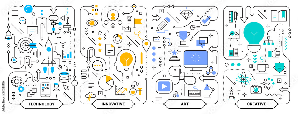 Vector creative set of business concept horizontal illustration on ...