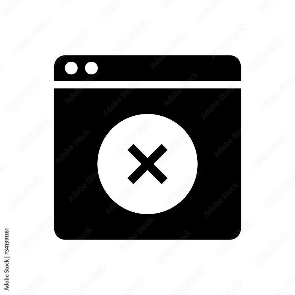 Close browser window sign. Cancel icon. Line design. Close browser window sign. Cancel icon. Line design.