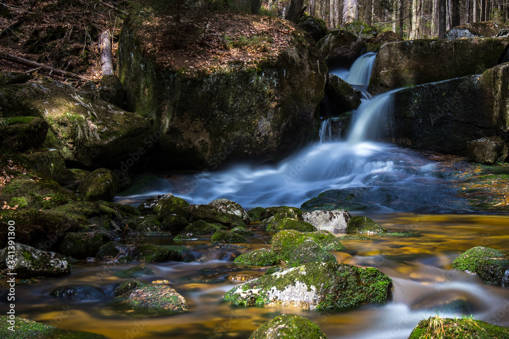 landscape with waterfalls in Jizera Mountains landscape with waterfalls in Jizera Mountains