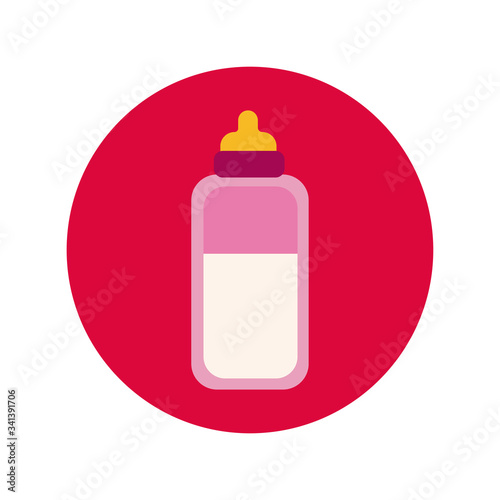 bottle milk baby block and flat style icon