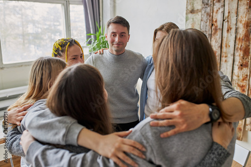 members of alcoholics club pray and hope for recovery, they want to get rid of alcoholism together as one team, help and support, seriously decided stop drinking