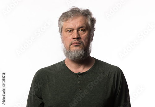 portrait of 50 years old man on a white background