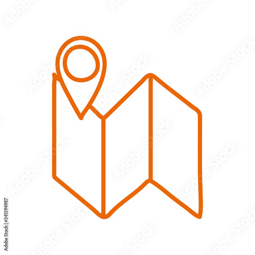 Isolated gps mark and map line style icon vector design