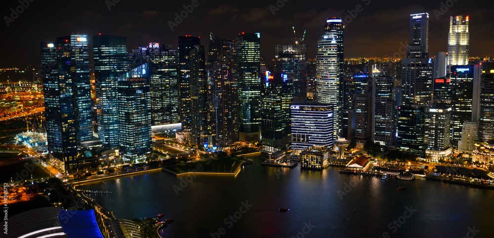 Fototapeta premium View at Singapore City Skyline at night