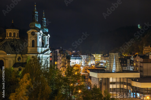 Canvas Print Karlovy Vary in evening light, Czech republic