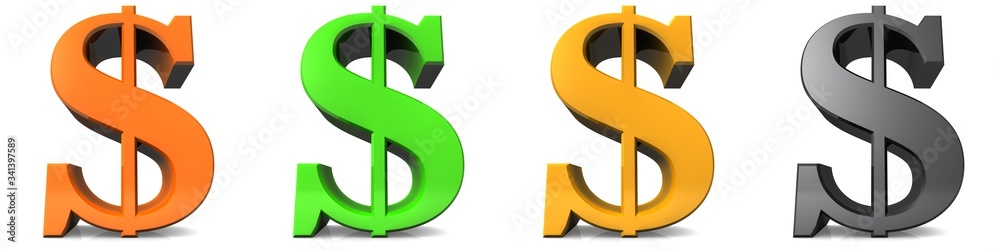 Dollar symbol sign 3d orange green gold silver icon Dollar symbol sign 3d orange green gold silver icon