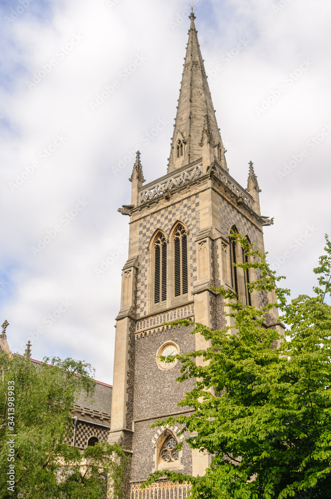 Church of England spire and bell tower
