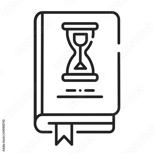 History book black line icon. The most significant events in history from the dawn of civilization to the lightning-paced culture of today. Pictogram for web page, mobile app, promo