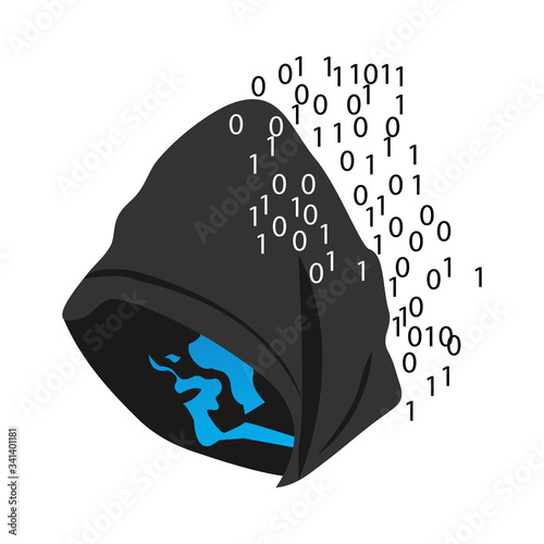 Head vector computer hacker in hoodie