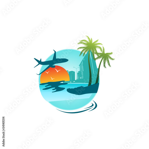 Vector island trendy and modern for travel symbol