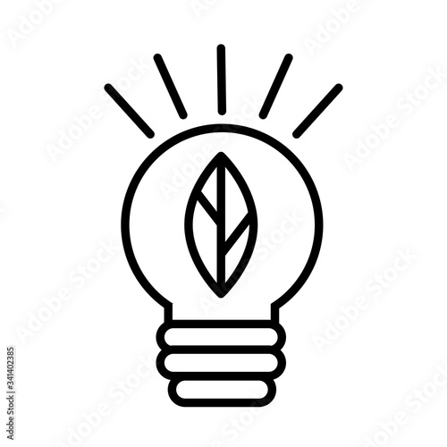 ecology bulb with leaf line style photo