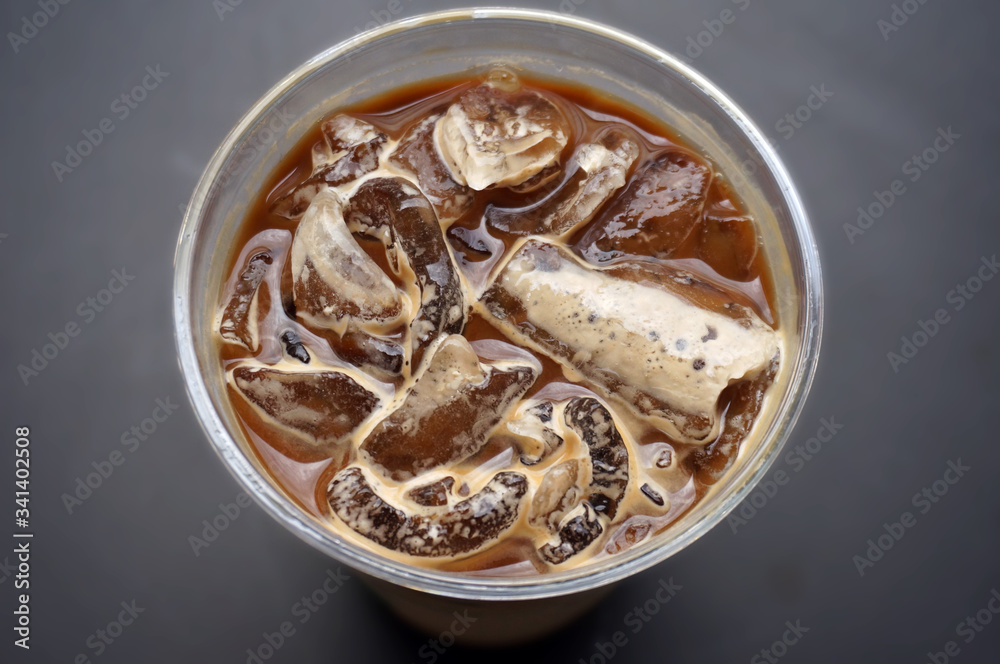 Cappuccino Coffee Ice in plastic cup. Cappuccino Coffee Ice in plastic cup.