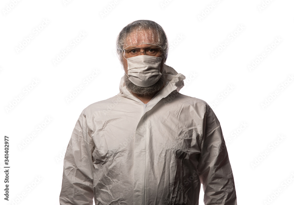 male doctor in white overalls on a white background male doctor in white overalls on a white background