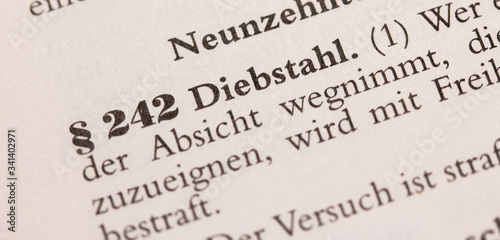 Tableau sur toile Diebstahl in § 242 StGB Strafgesetzbuch