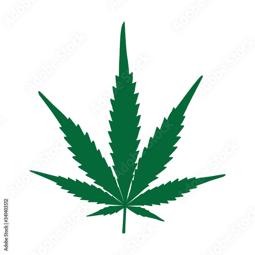 Silhouette Marijuana Leaf on White Backgrpund