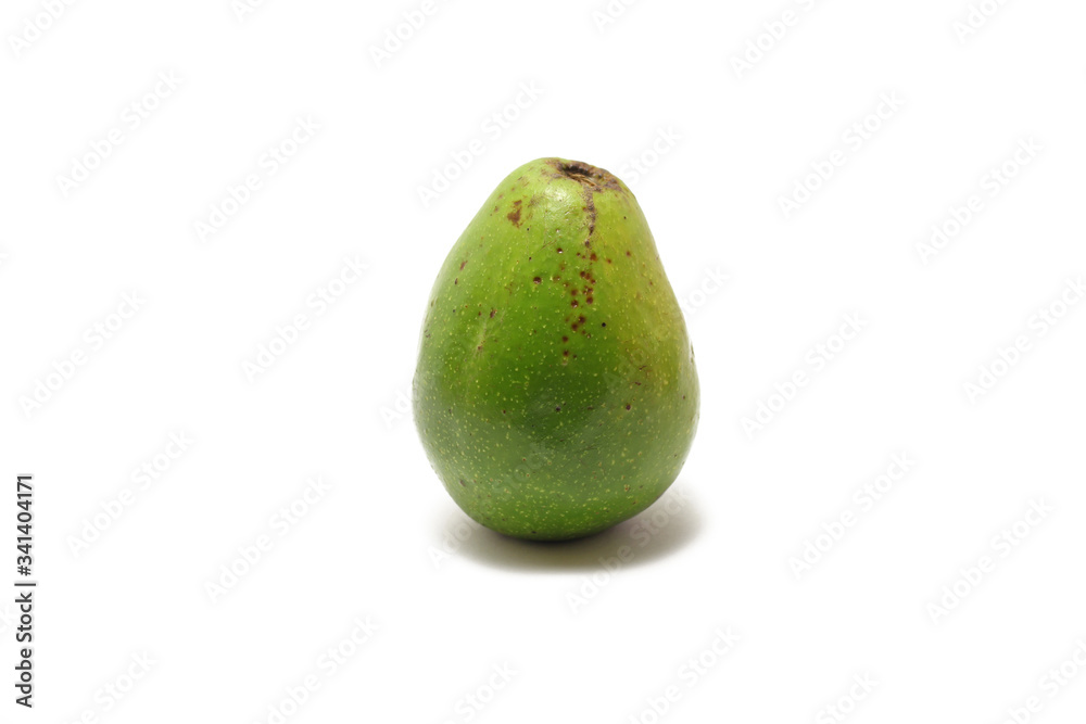 An avocado (Persea americana) isolated on white background, perfect for breakfasting during ramadan An avocado (Persea americana) isolated on white background, perfect for breakfasting during ramadan