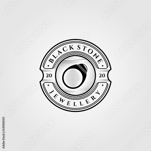 vintage black stone gems jewelry vector illustration design photo